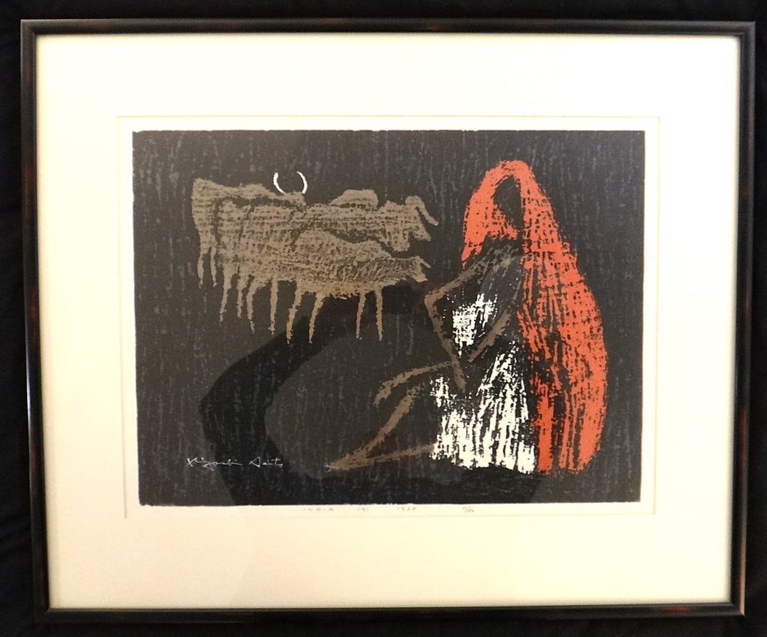 Kiyoshi Saito Signed LE Japanese Woodblock: India. (1 of 7)