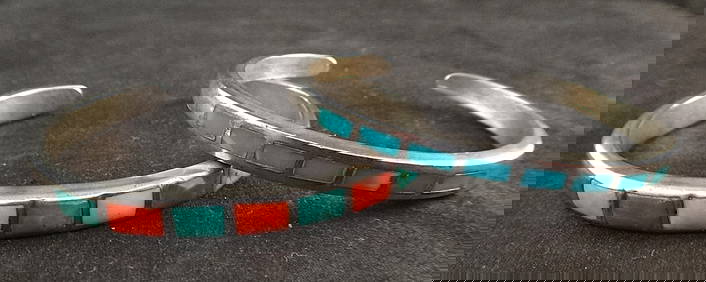 Two Vintage Native American Southwest Indian Sterling Bracelets. (1 of 4)