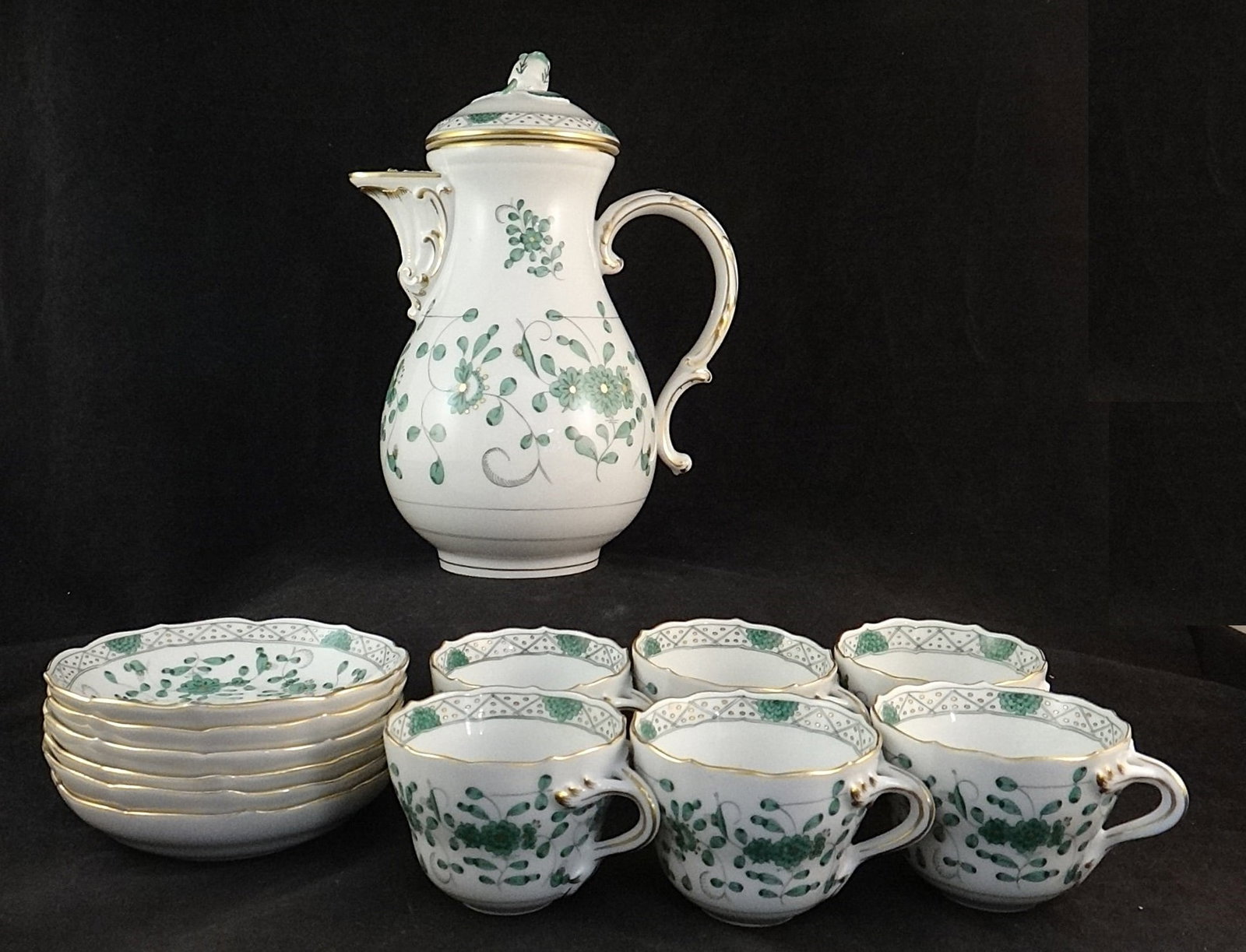 Antique German Meissen Porcelain 14pc Tea/Coffee Set. (1 of 12)