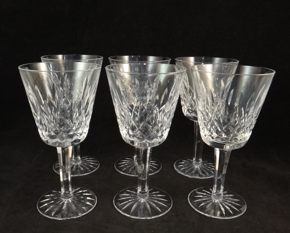 6 Waterford Crystal 5 7/8?? Wine Glasses - Lismore Claret Pattern.: Set of 6 Waterford Crystal 5 7/8” Wine Glasses - Lismore Claret Pattern. Features Lismore's signature diamond and wedge cuts.