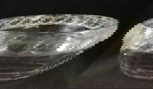 Vintage R. Lalique French Crystal Bowl: Early R. Lalique French Crystal Bowl – Mesangers Pattern. Features frosted Titmouse birds in high relief around the top rim with panel cuts below. 10&rdquo; dia. x 3 &frac34;&rdquo; tall. Circa 1930