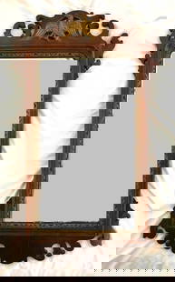 18th c. English Chippendale Wall Mirror: 18th c. English Chippendale Wall Mirror with Original 18th c. Paper Backing to Seal it. Original Mirrored Glass. Measures 34 &frac14;&rdquo; x 19 &frac14;&rdquo;