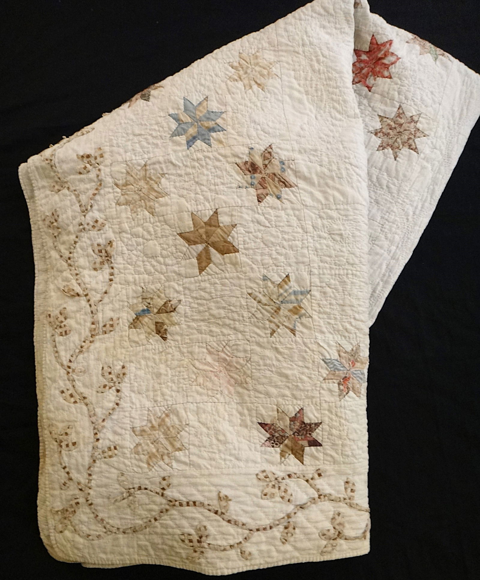 Antique American Hand Stitched Quilt - small star pattern (1 of 15)