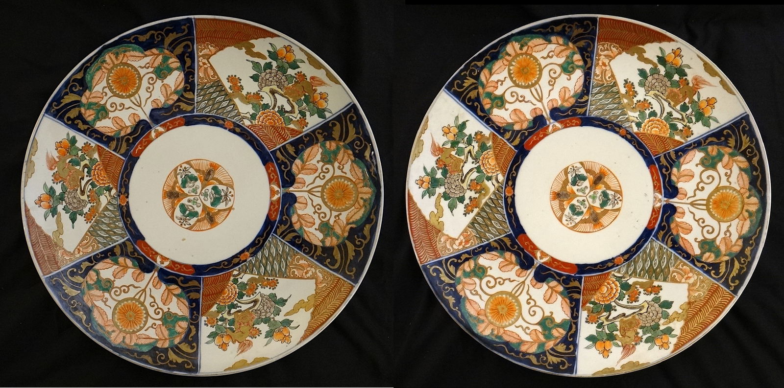 Pr. Large Antique Japanese Imari Chargers, (1 of 15)