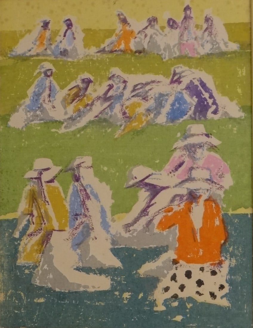 John Lapsley Serigraph of Women on green lawn. Signed in pencil (1 of 8)