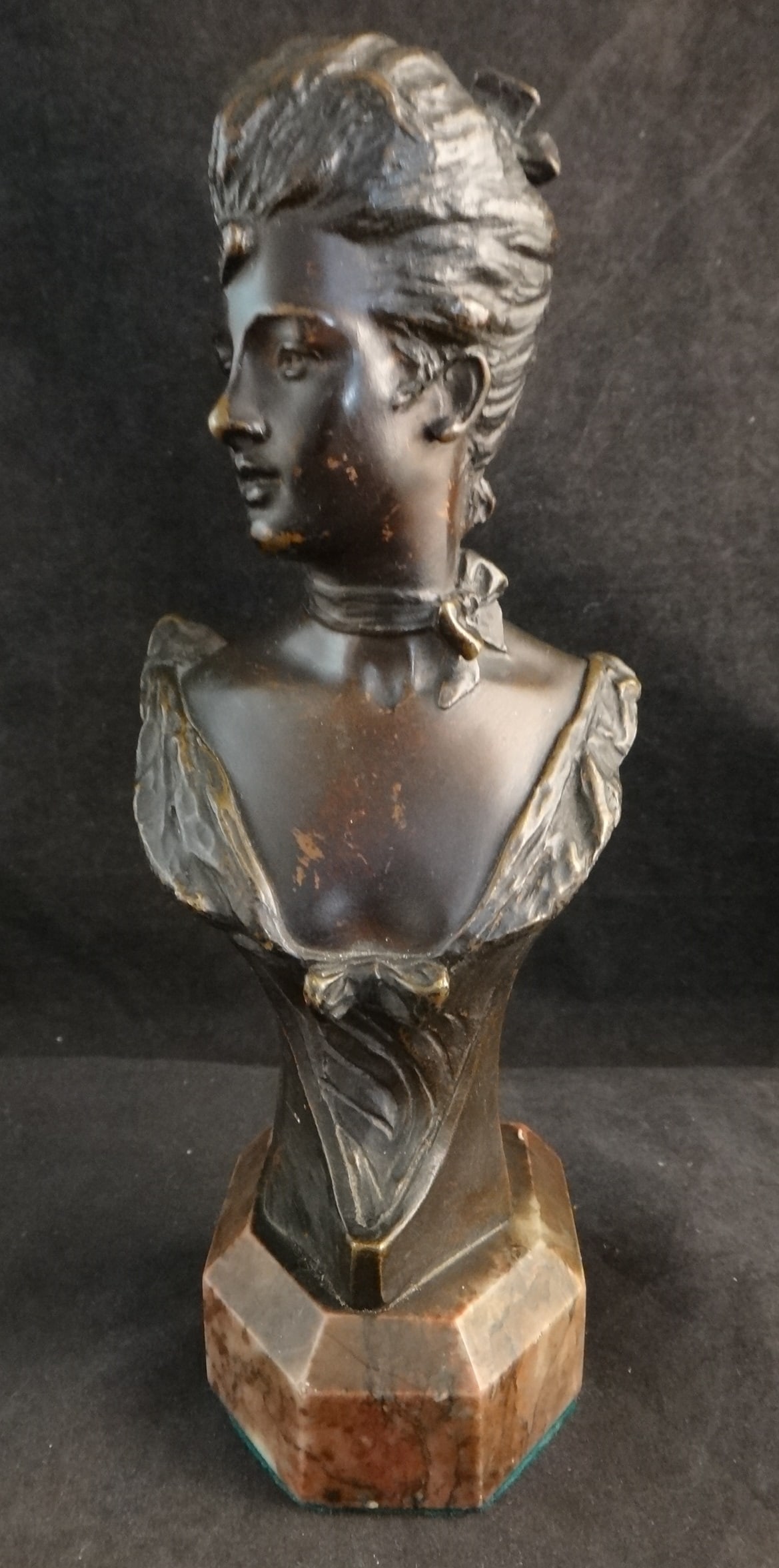 Antique Georges Van der Straeten Bronze Bust of a Woman (1 of 9)