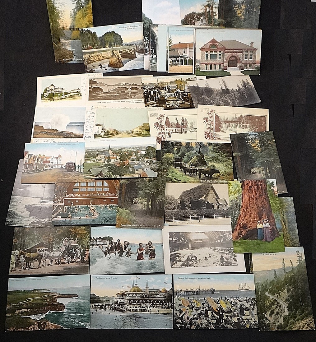 42 Antique Postcards from Santa Cruz, CA: Collection of 42 Antique Postcards from Santa Cruz, CA. & adjacent areas. Circa 1910-1915. 8 are actual photos.