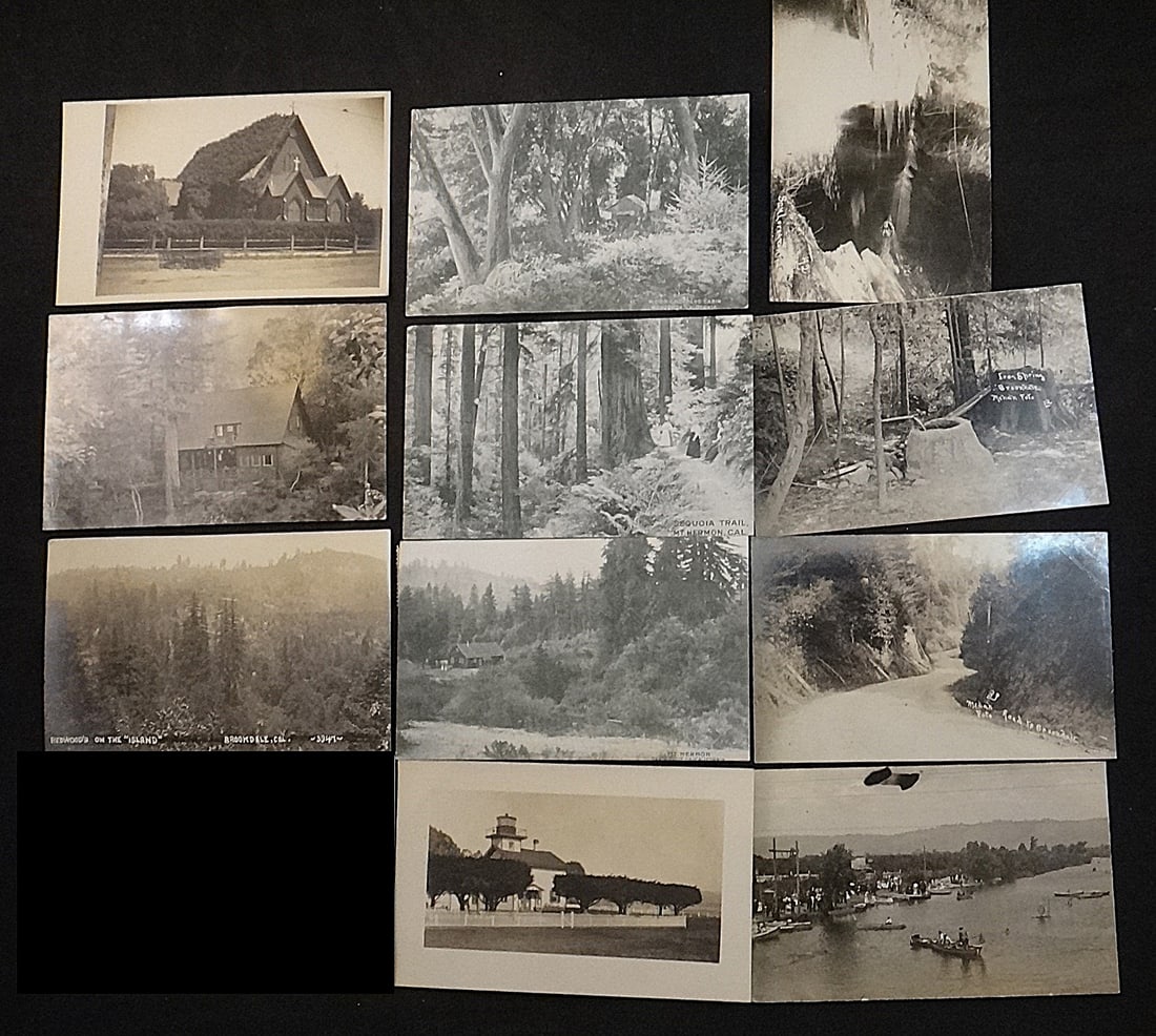 11 Antique Photo Postcards of Santa Cruz, CA +: Collection of 11 Antique Photo Postcards of Santa Cruz, CA. & adjacent cities (Capitola, Brookdale). All actual photos (RPPC’s)