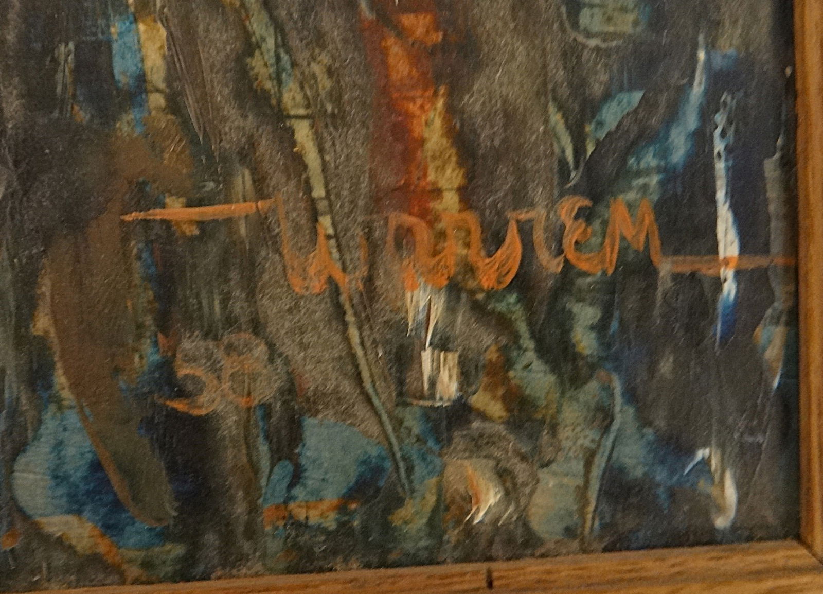 Warren Brandon Oil on Masonite: “The Play??. Signed & dated 1951 - 2