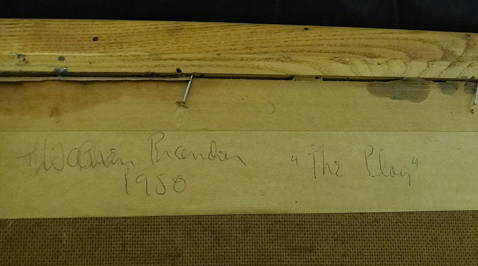 Warren Brandon Oil on Masonite: “The Play??. Signed & dated 1951 - 7