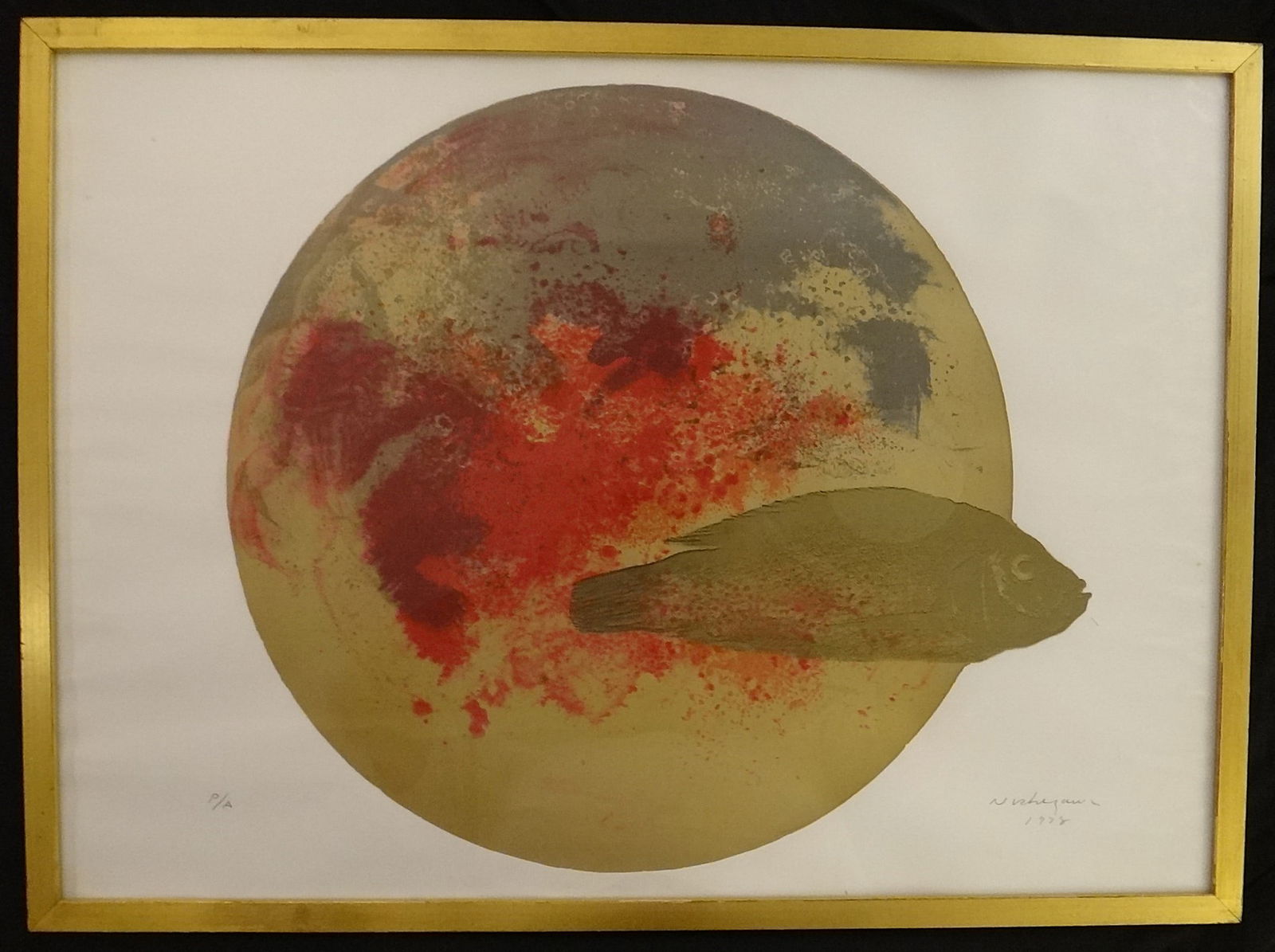 Luis Nishizawa Artist Proof Lithograph “Pez de oto??. Pencil Signed, 1978.: Luis Nishizawa (1918-2014) Colored Artist Proof Lithograph “Pez de oto”. Signed in pencil lower right along with date 1978 and P/A (Artist Proof 1-10). Measures approx. 22” x 19