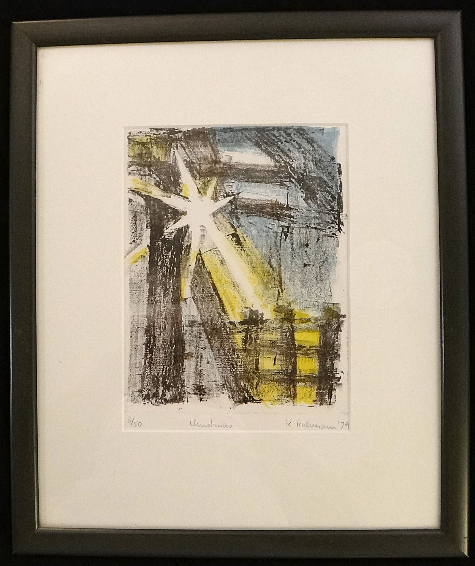 Karen Ruhmann LE Abstract Lithograph: “Christmas??. - 2