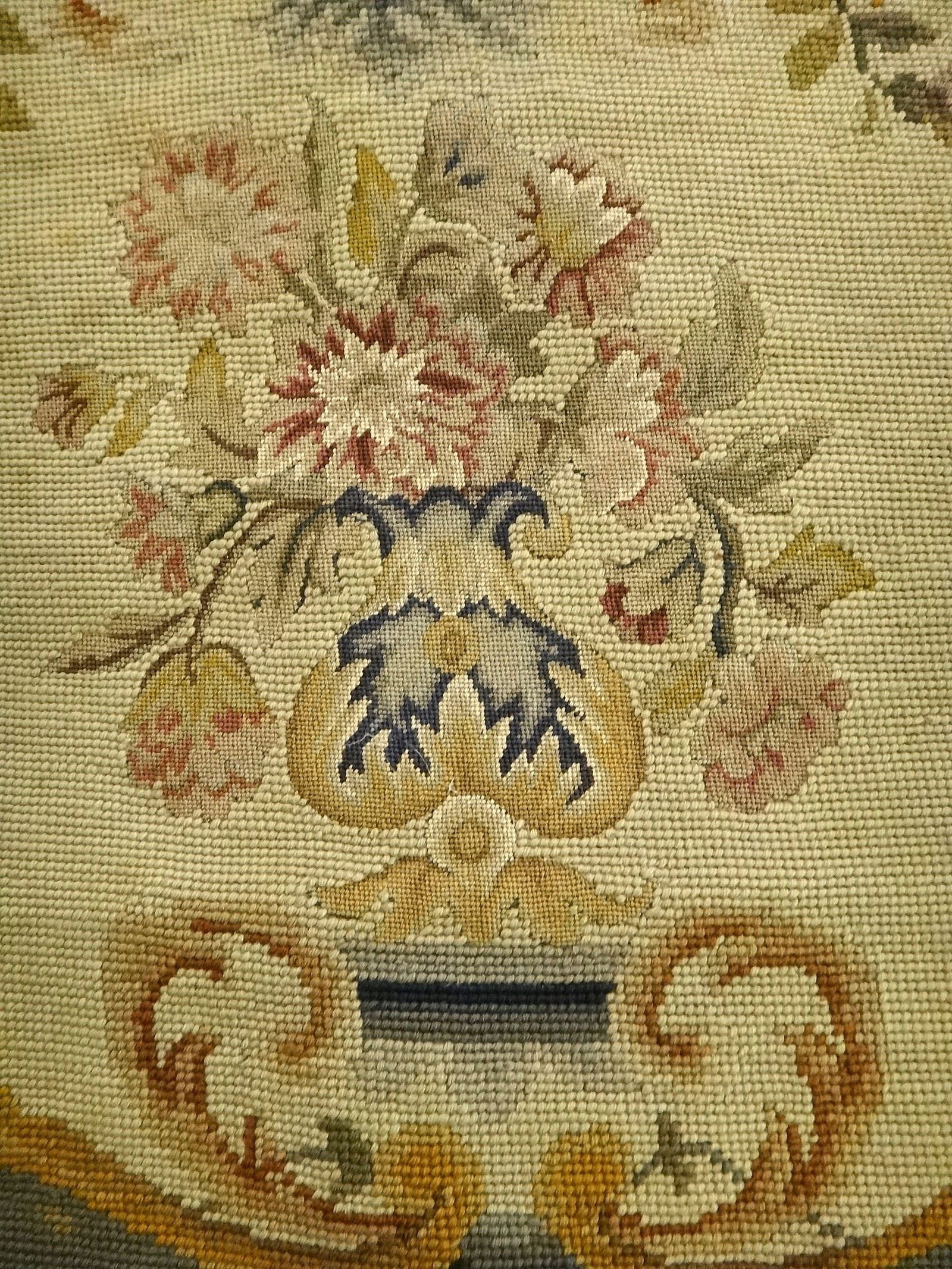 19th c. French Petit point & needle point table runner - 2
