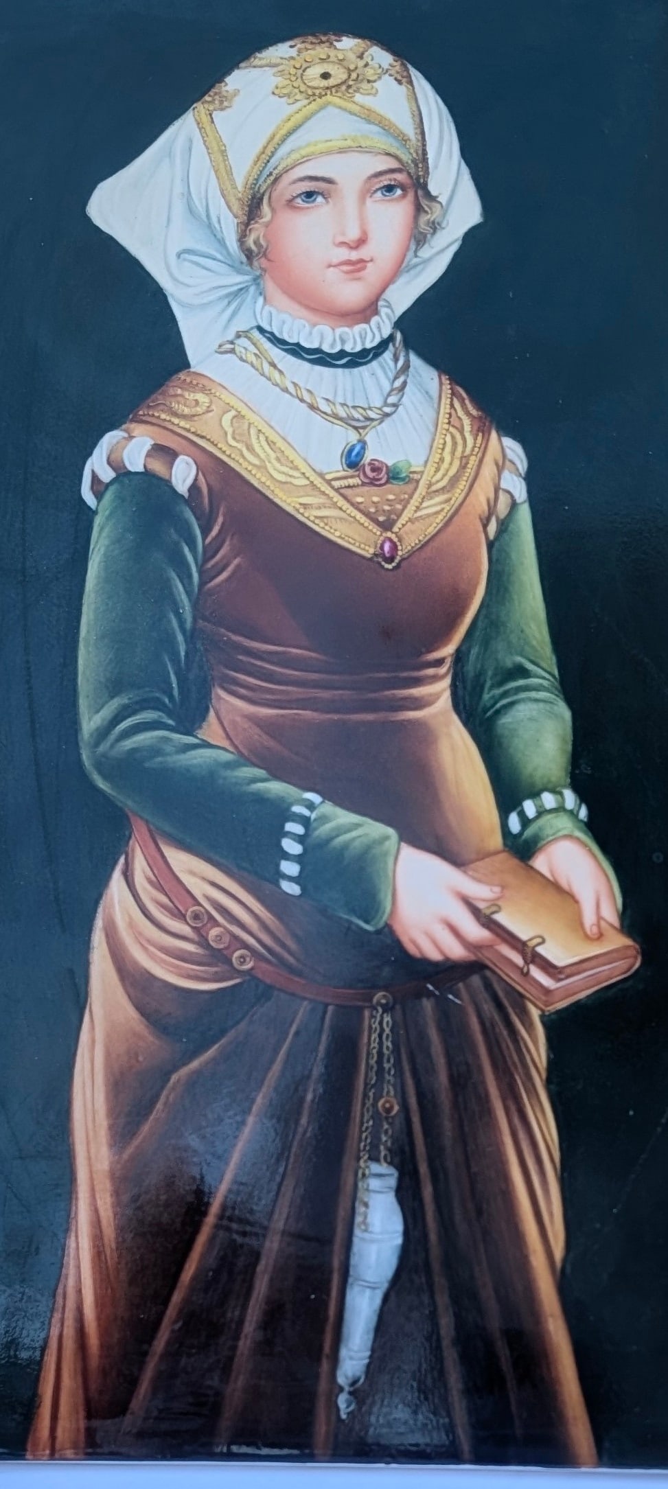 Lg Vintage KPM Porcelain Plaque - Woman in Antique No. European Attire (1 of 8)