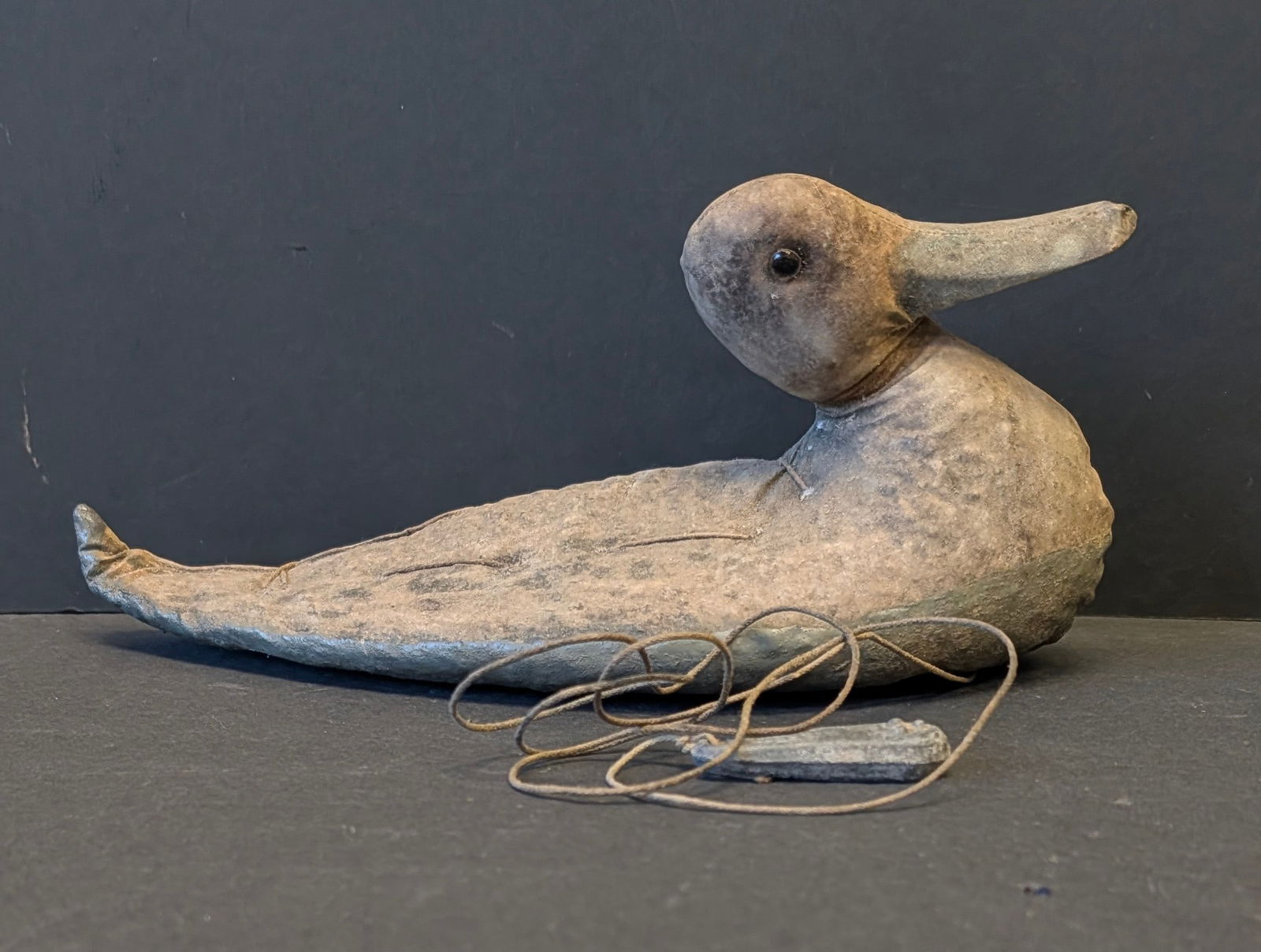 Antique Canvas Duck Decoy w/Glass Eyes. Lt 19th/early 20th c. (1 of 3)