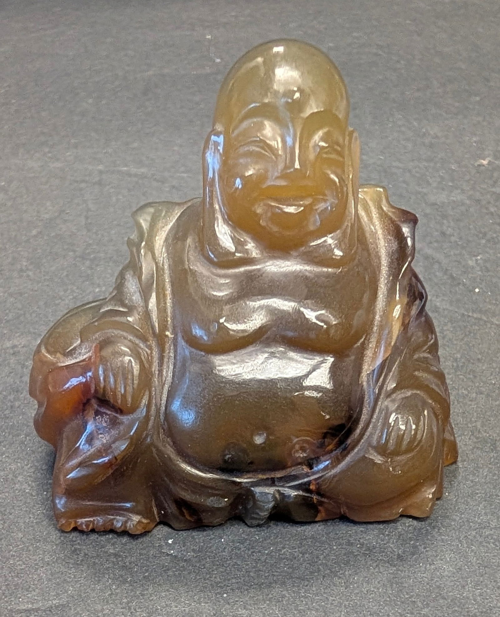 Antique Chinese Carved Carnelian Seated Laughing Buddha (Hotei) (1 of 5)