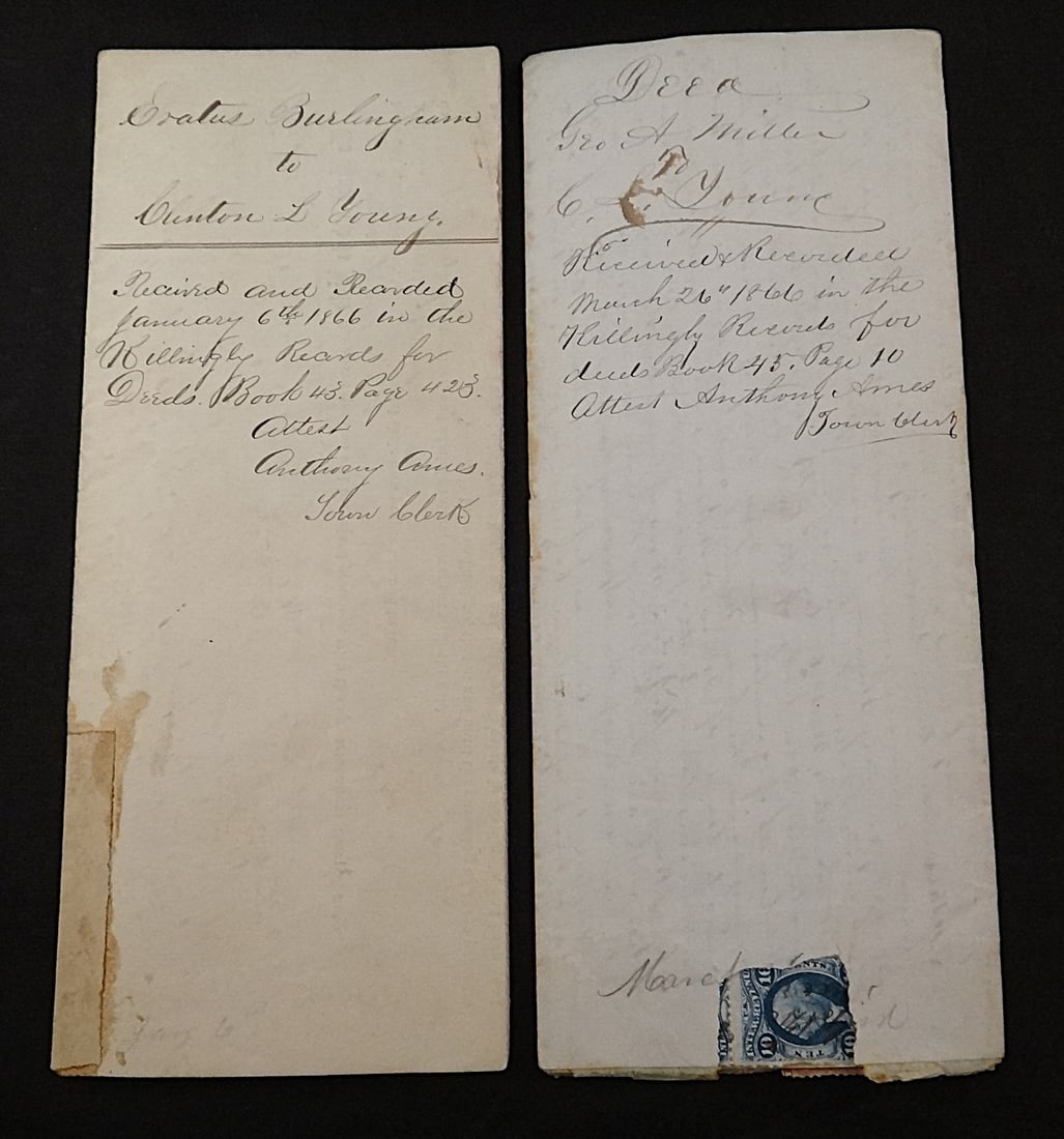 Two 1866 Land Deeds for state of Connecticut. (1 of 12)