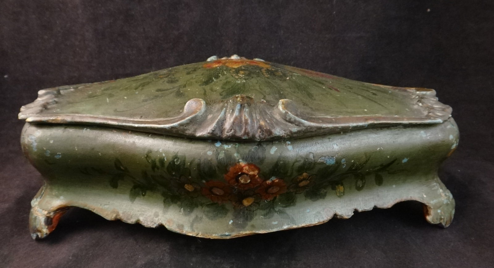 19th c. Venetian HP Shaped Box floral designs (1 of 8)