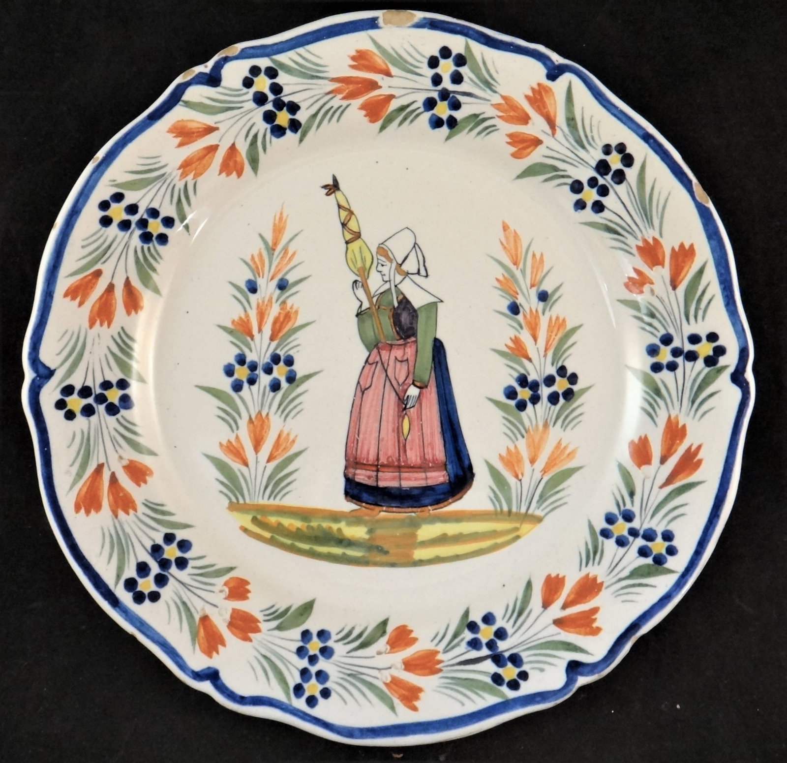 Antique French Quimper Faience Plate/Shallow Bowl (1 of 5)