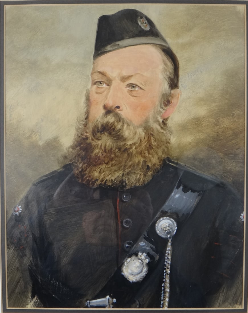 Oil on Artist Board - Scottish Bearded Solder in Uniform, (1 of 6)