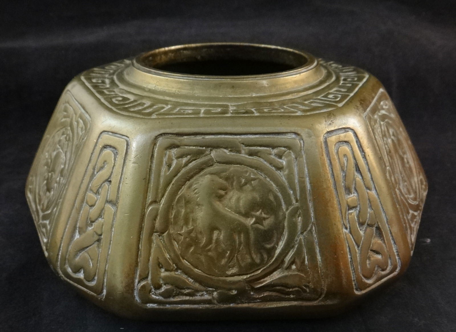 Antique Tiffany Studios, N.Y. Bronze Zodiac Ink Well Case (1 of 9)