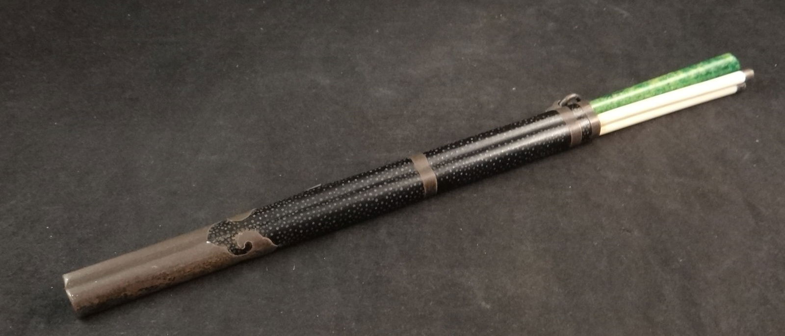 Antique Chinese Traveling Eating Utensil Set w/ Shark Skin case - Fine Silver Trim (1 of 8)