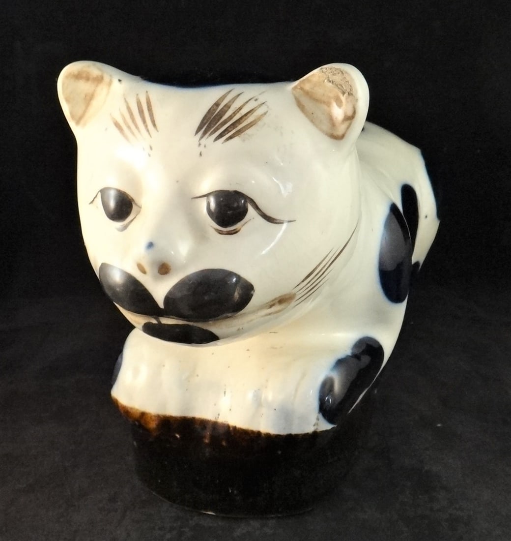 Antique Chinese Cizhou Ware Pottery Reclining White Cat Pillow (1 of 9)