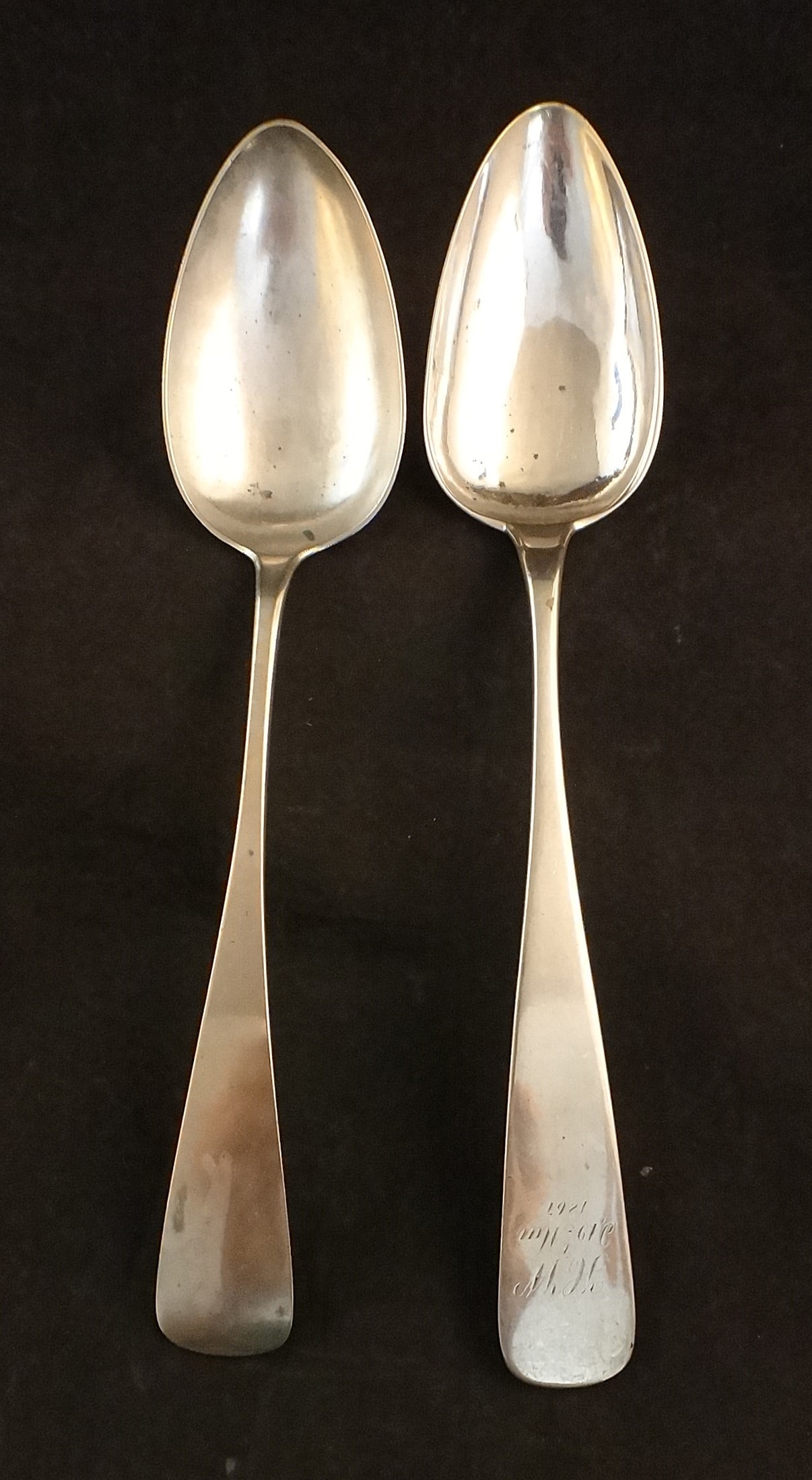 2 Antique Danish 830 Silver Serving Spoons. (1 of 6)