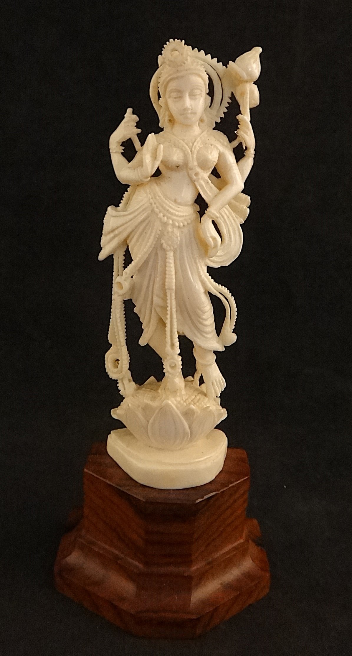 Antique India Carved Deity on Rosewood Stand. (1 of 4)