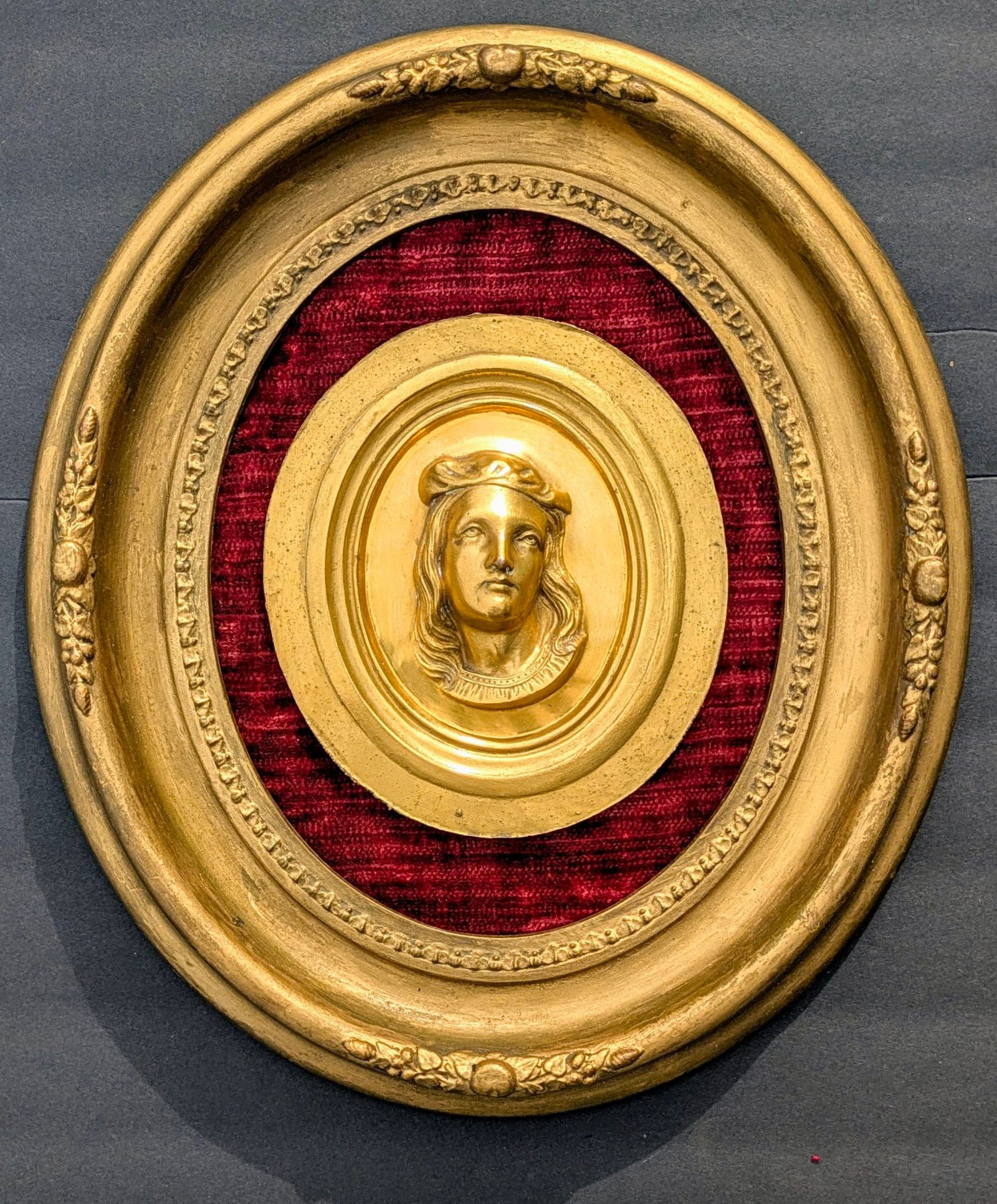 19th c. French Gilt-Bronze Oval Renaissance Revival Plaque - Renaissance Man. (1 of 3)