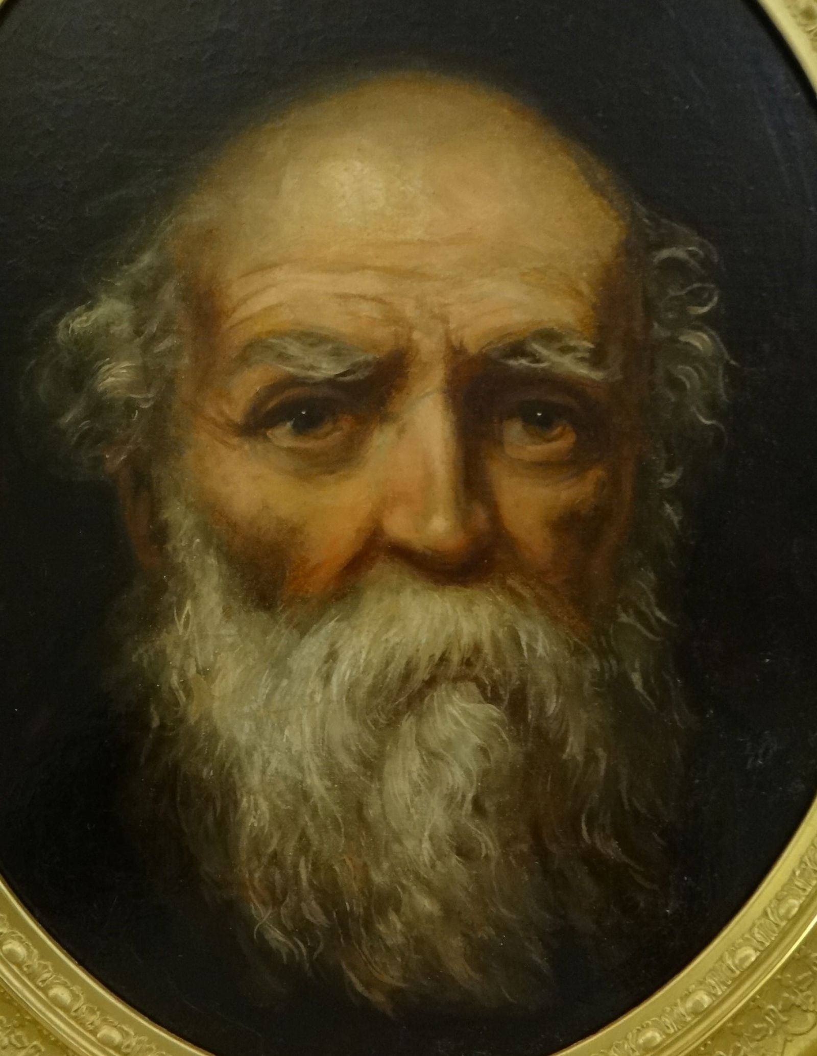 Lt. 18th c. Italian/Spanish Oil of a Bearded c Neapolitan School.: Late 18th cent. Italian or Spanish Oil on Canvas mounted on board of a Bearded Apostle or Saint. Neapolitan School. Measures 20” x 16”. Probably cut down from a larger oil painting. In a m