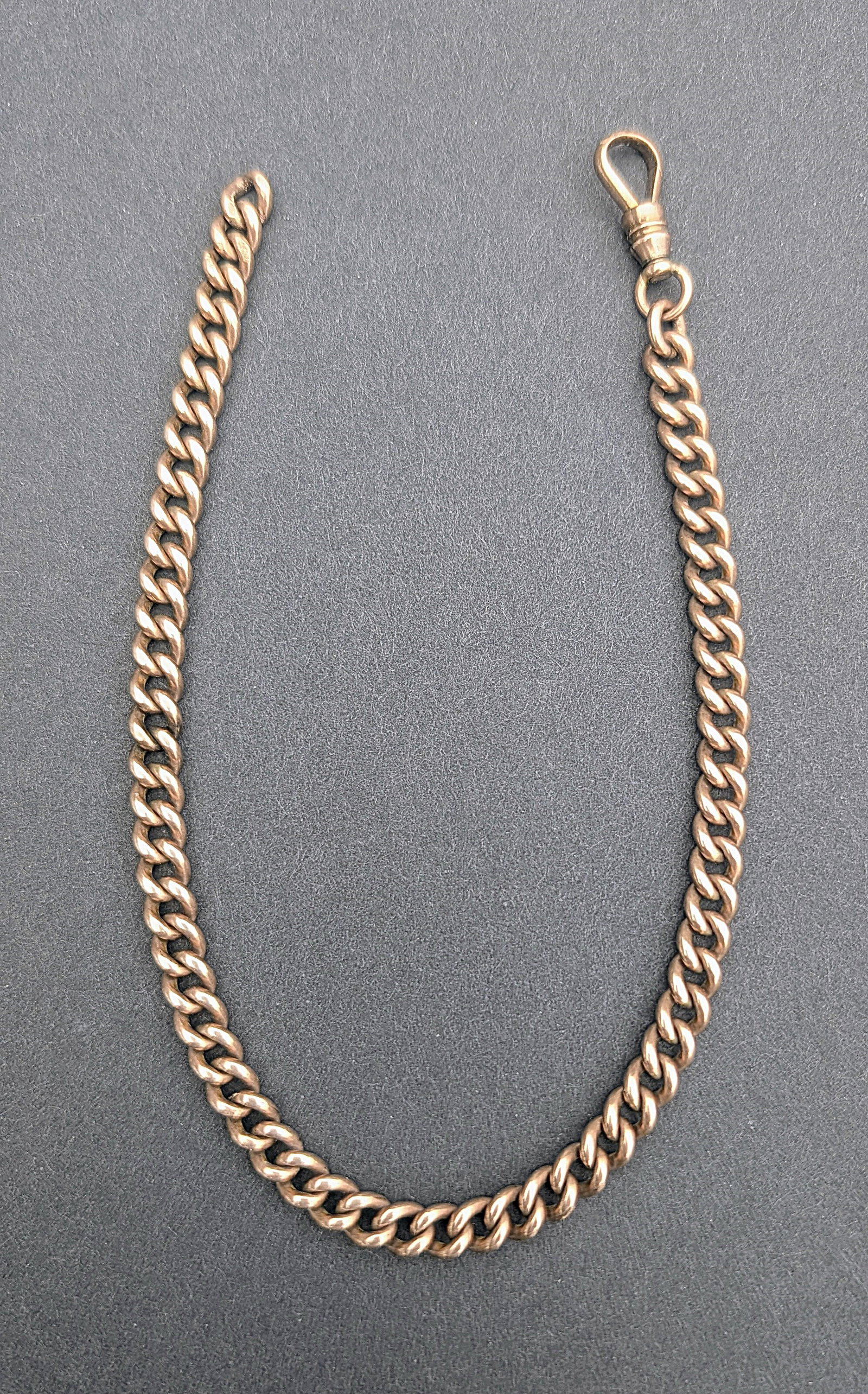 Antique 10k Gold Curb Link Watch Chain, 11 3/4" long. (1 of 3)