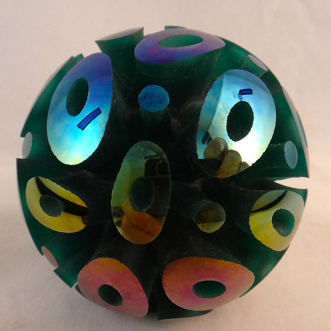 Vintage Sylvia Fama Art Glass Carved 1987 Paperweight (1 of 6)