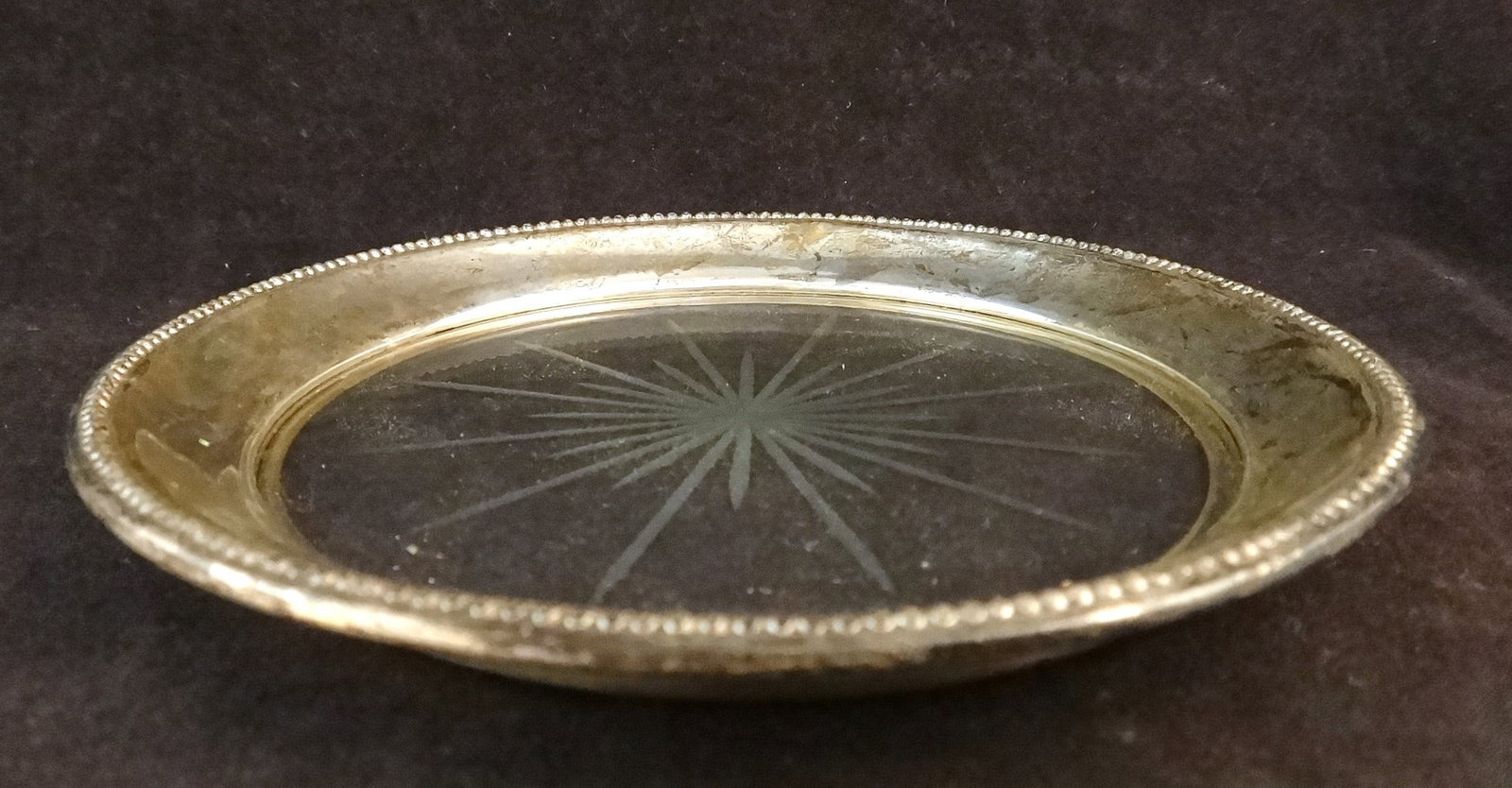 Flower Lane Heirloom Sterling Silver Rim & Cut Glass Plate (1 of 7)