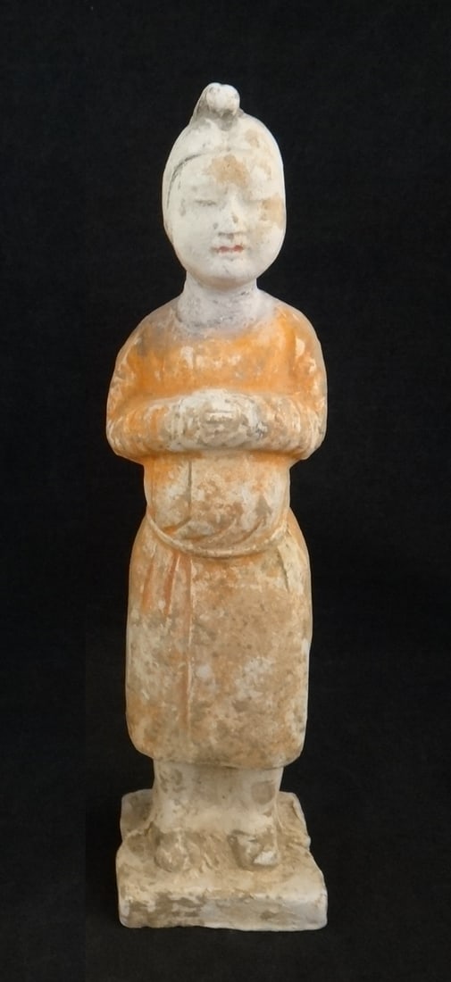 Ancient Chinese Tang Dyn. Pottery Female Figure. Traces of red slip. (1 of 7)