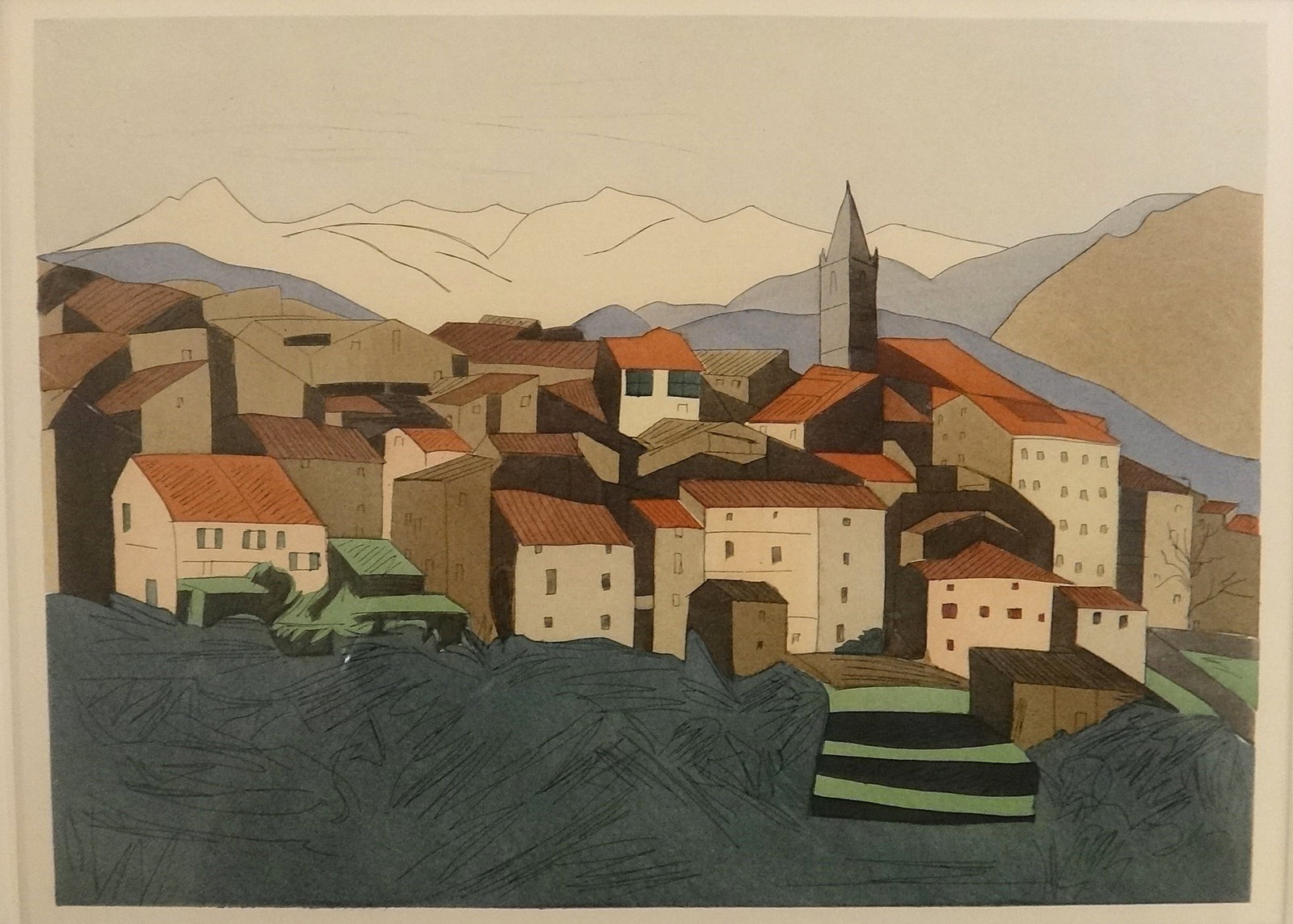 Augusta Payne Rathbone Colored Aquatint Etching Bookplate – 1938: Le Broc. (1 of 5)