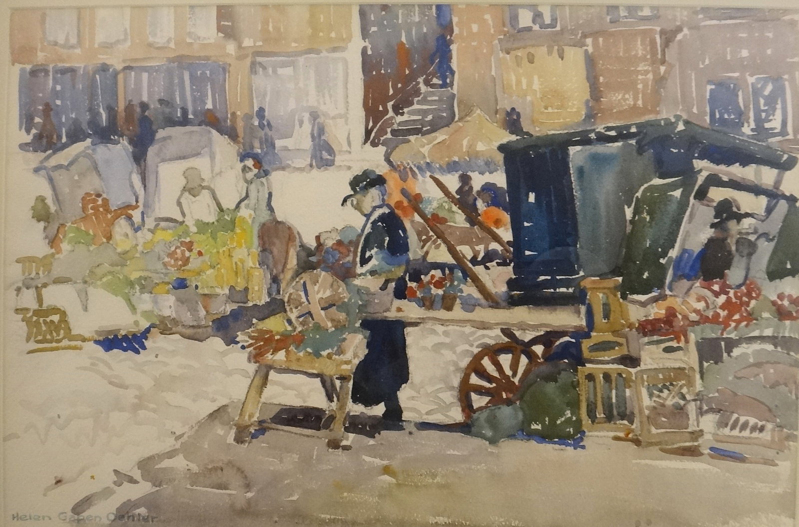 Helen Gapen Oehler Signed Watercolor: Corner of Quebec Market. (1 of 7)