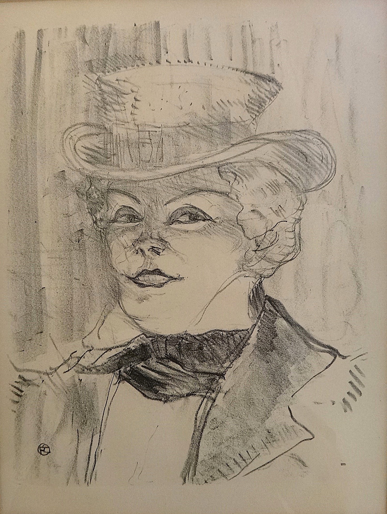 Original Henri de Toulouse-Lautrec 1898 Lithograph - Madame Rejane.: Original Henri de Toulouse-Lautrec (1864-1901) Lithograph on wove paper of Madame Rejane. A 1898 edition of 100, very good impression with strong contrast. Logo signed bottom left. Museum tag from Pho