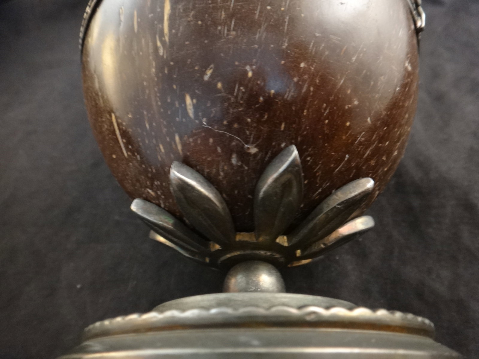 Antique Silver-Mounted Coconut Shell Hinged Box - 5