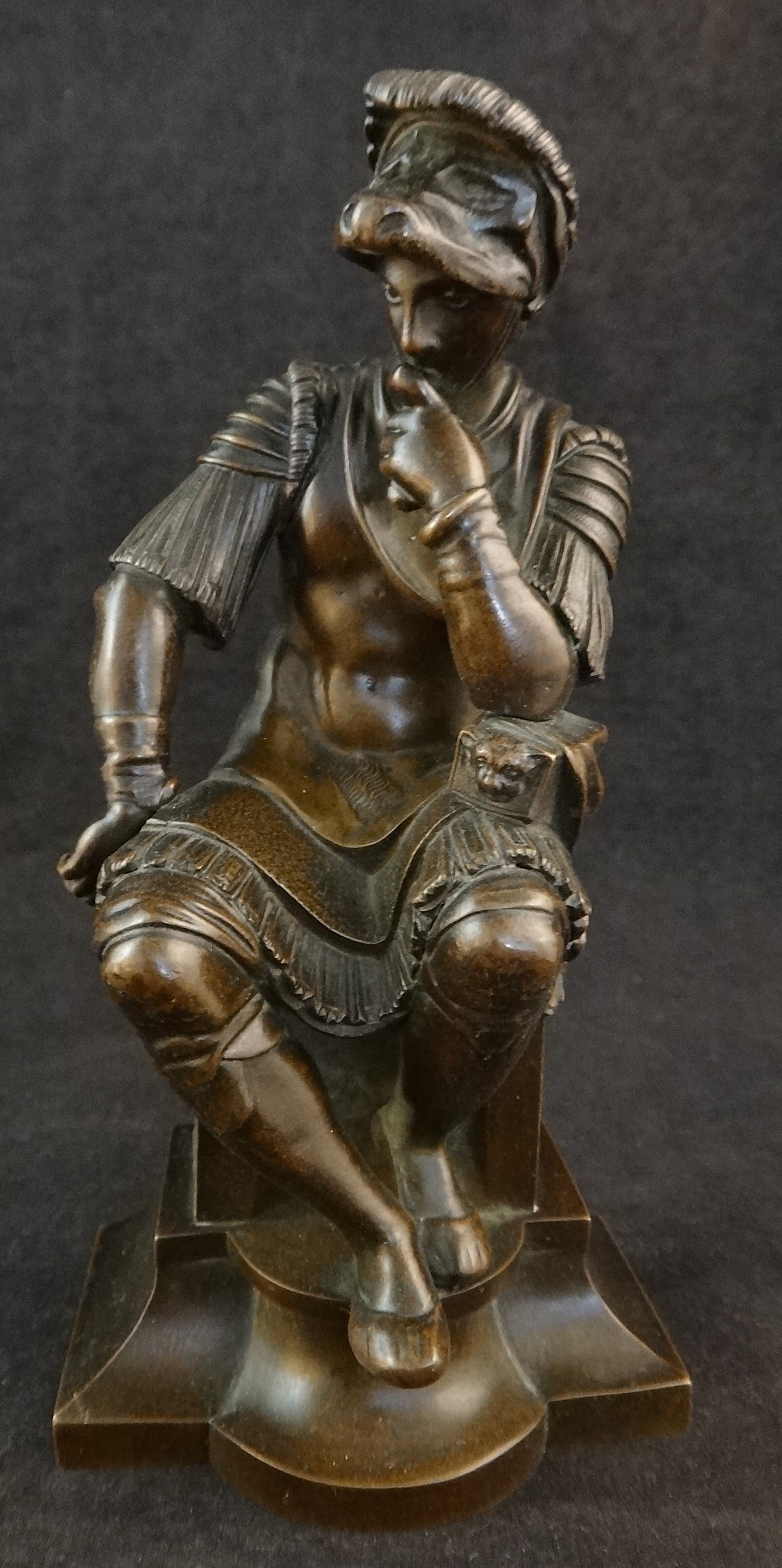 19th c. Grand Tour Bronze, Solder sitting & thinking. (1 of 6)