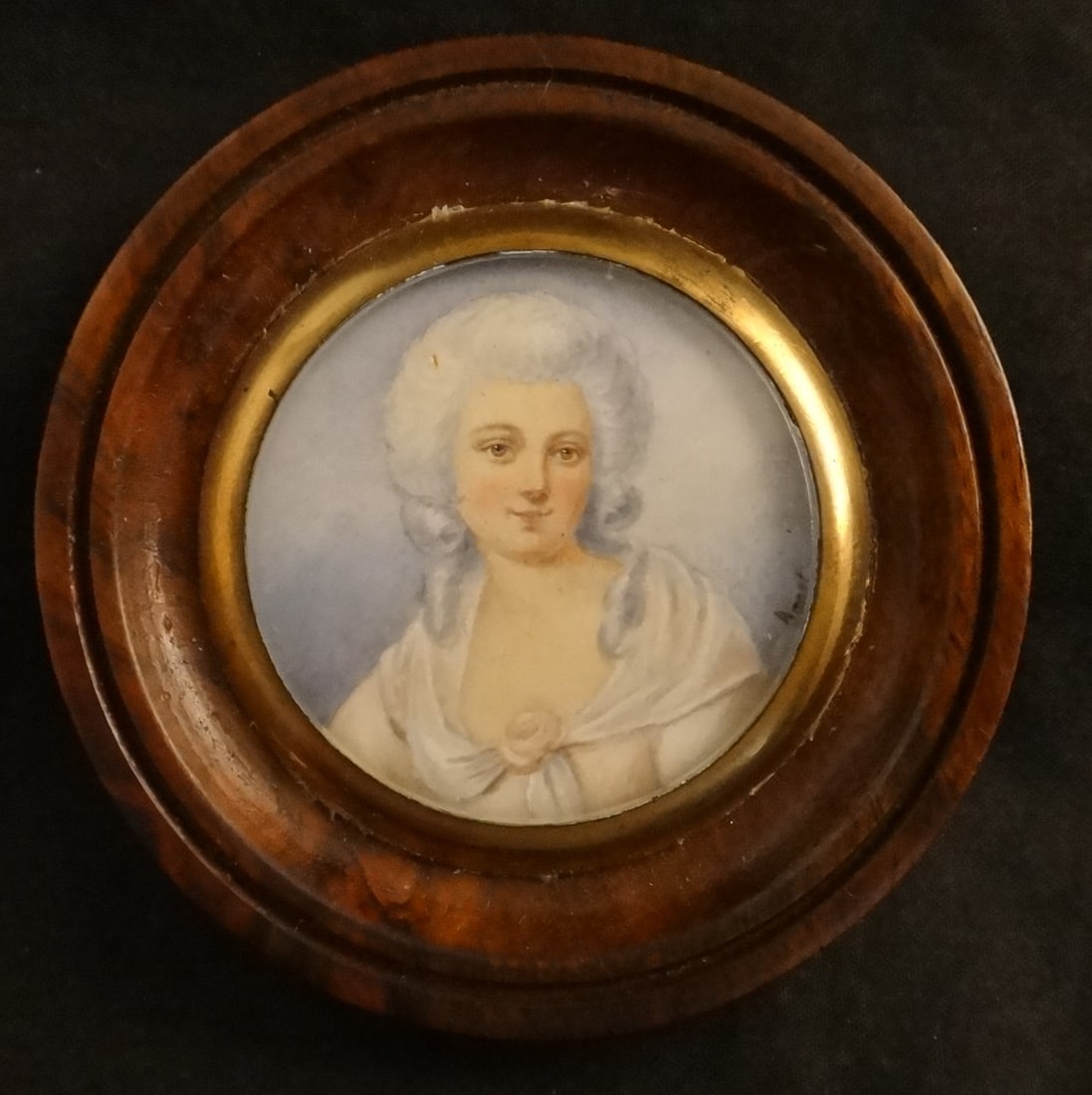 Antique French Hand Painted Miniature Portrait of a Woman by Bonet (1 of 4)