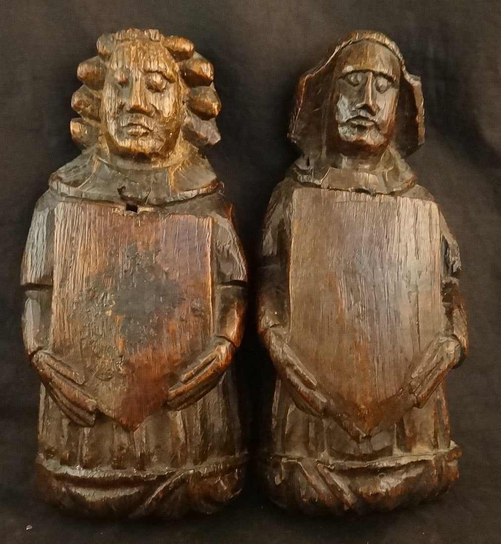 Pair of Rare Gothic 15th/16th cent. Carved Oak Church Ornaments (1 of 7)