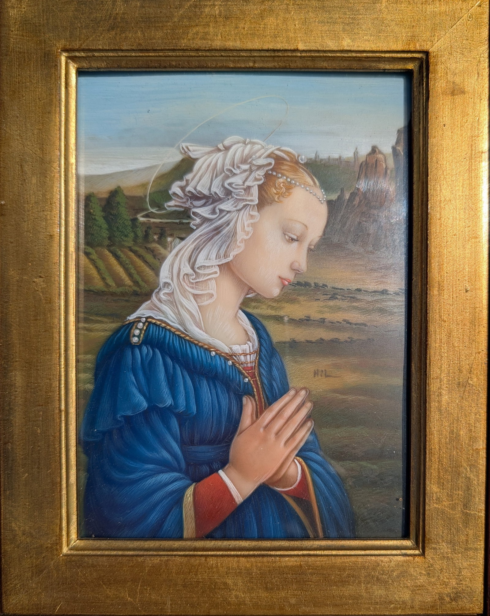 Vintage Oil Painting of the Madonna Praying, after Filippo Lippi. (1 of 4)