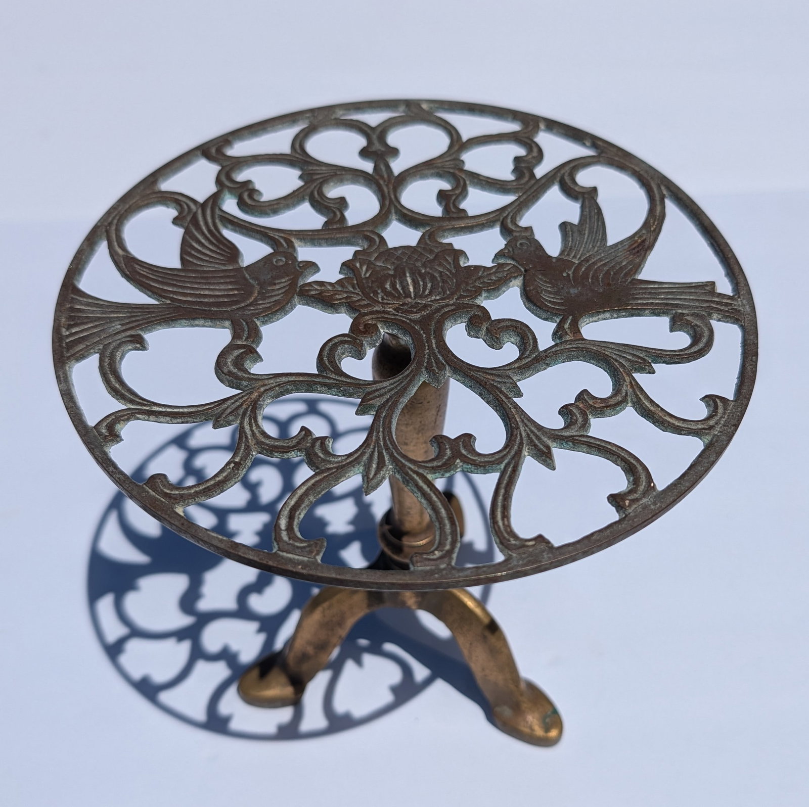 Antique English Solid Brass Fireplace Side Trivet (1 of 3)