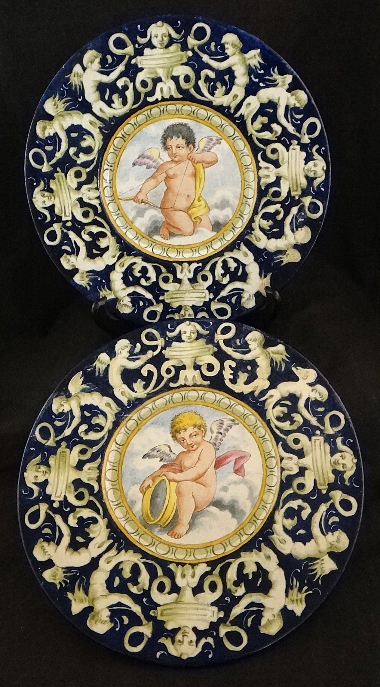 Pr. 18th c. Italian Faience Pottery HP Plates. 9?? dia. (1 of 7)