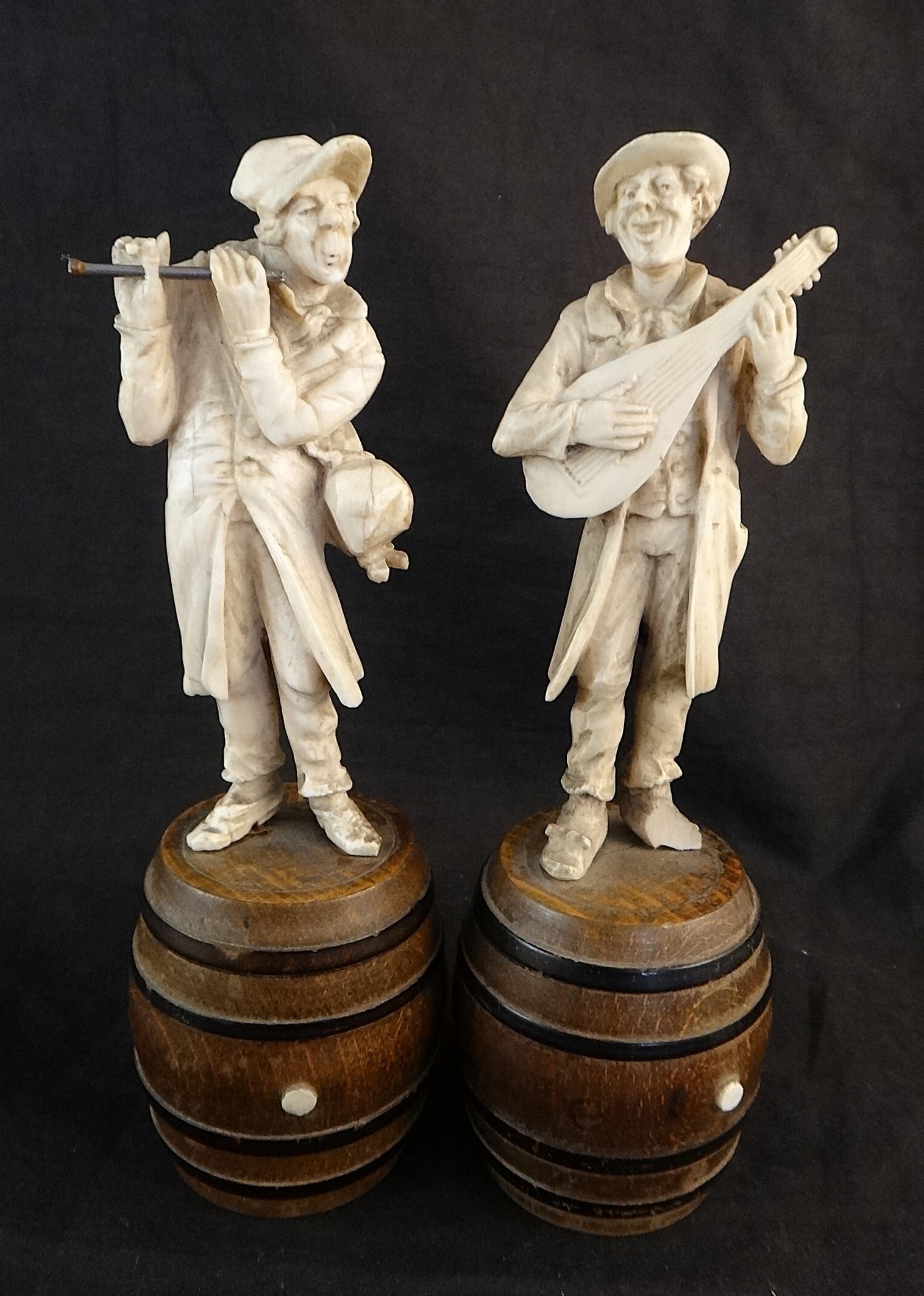 Two Antique Austrian Hand Carved Musicians (1 of 7)