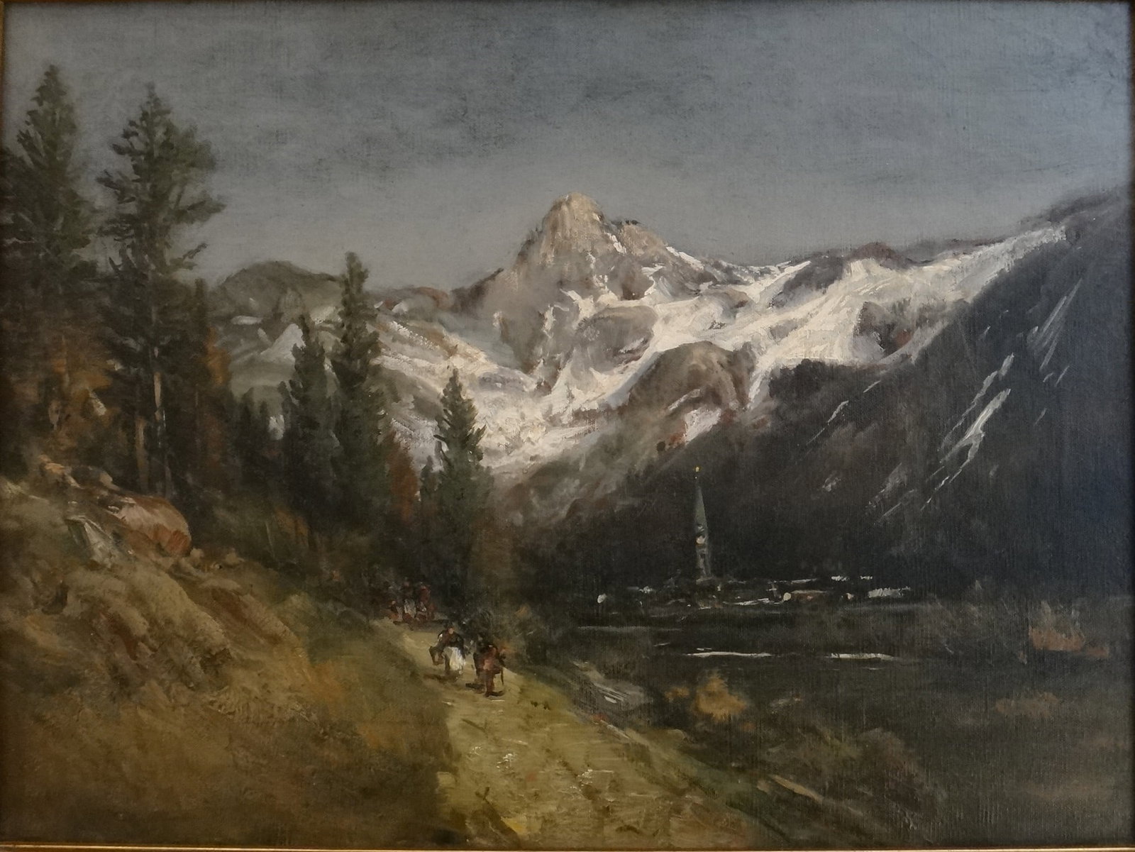 Jules Tavernier Oil on Canvas of the High Sierra Mountains (1 of 7)