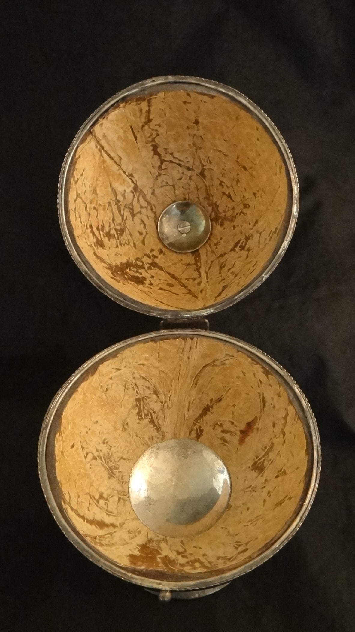 Antique Silver-Mounted Coconut Shell Hinged Box - 7