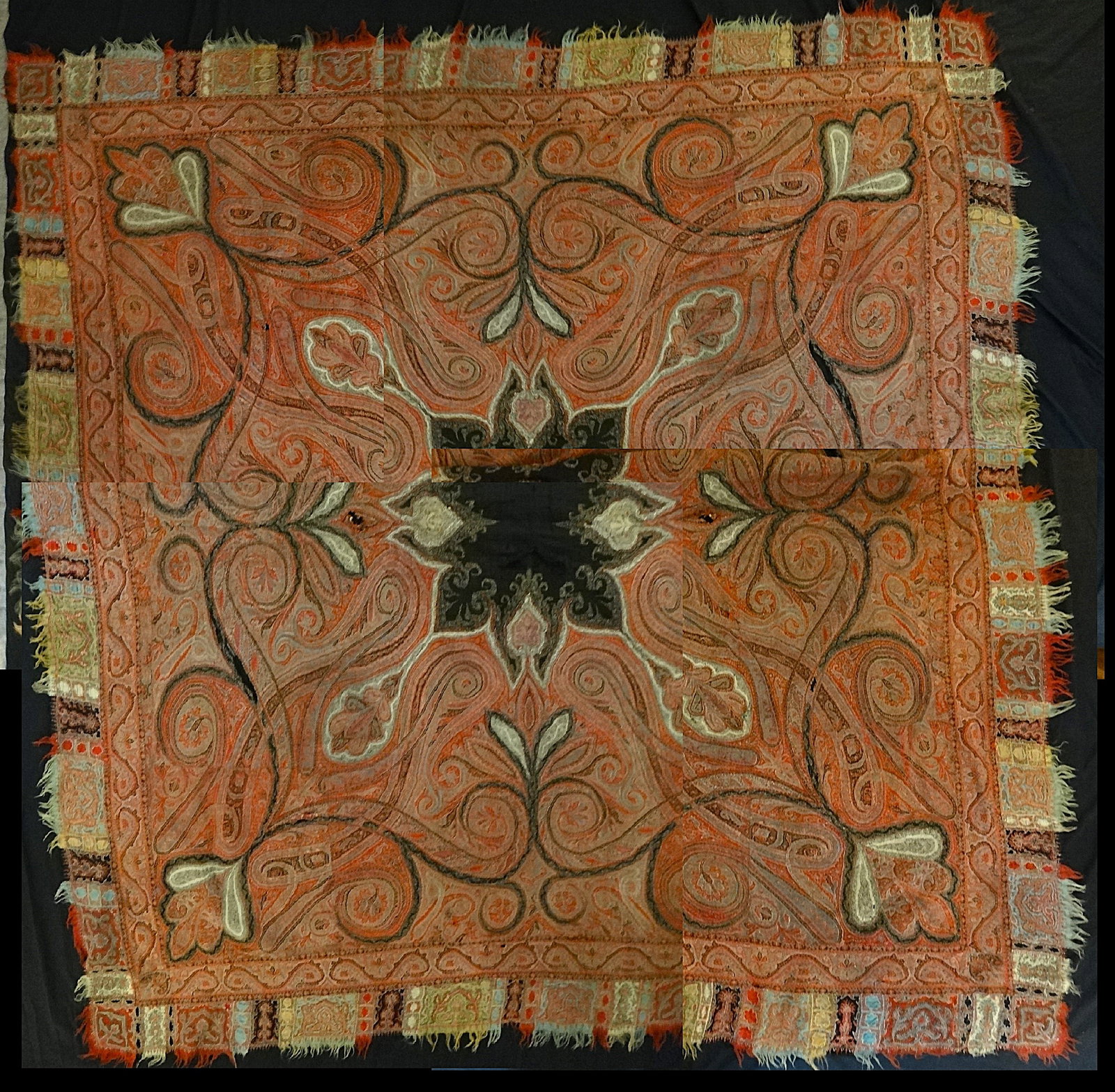 19th c. Kashmiri Hand Sewn Wool Shaw in a Paisley Pattern (1 of 14)
