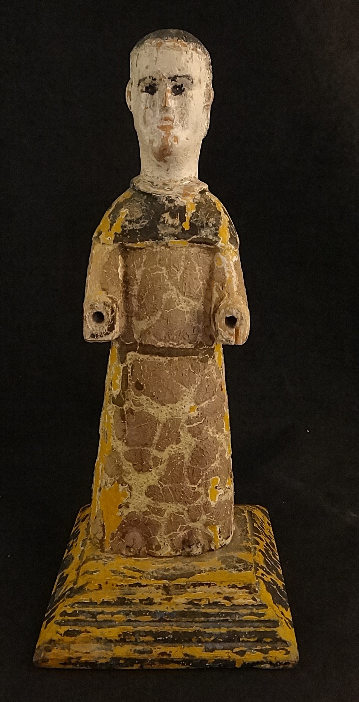 19th c. Spanish Colonial Carved & Painted Wood Santos of a monk (1 of 7)